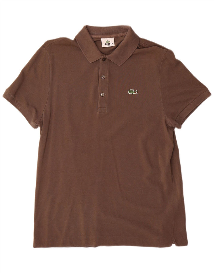 Lacoste Herren-Poloshirt mit schmaler Passform, Größe 5, große braune Baumwolle