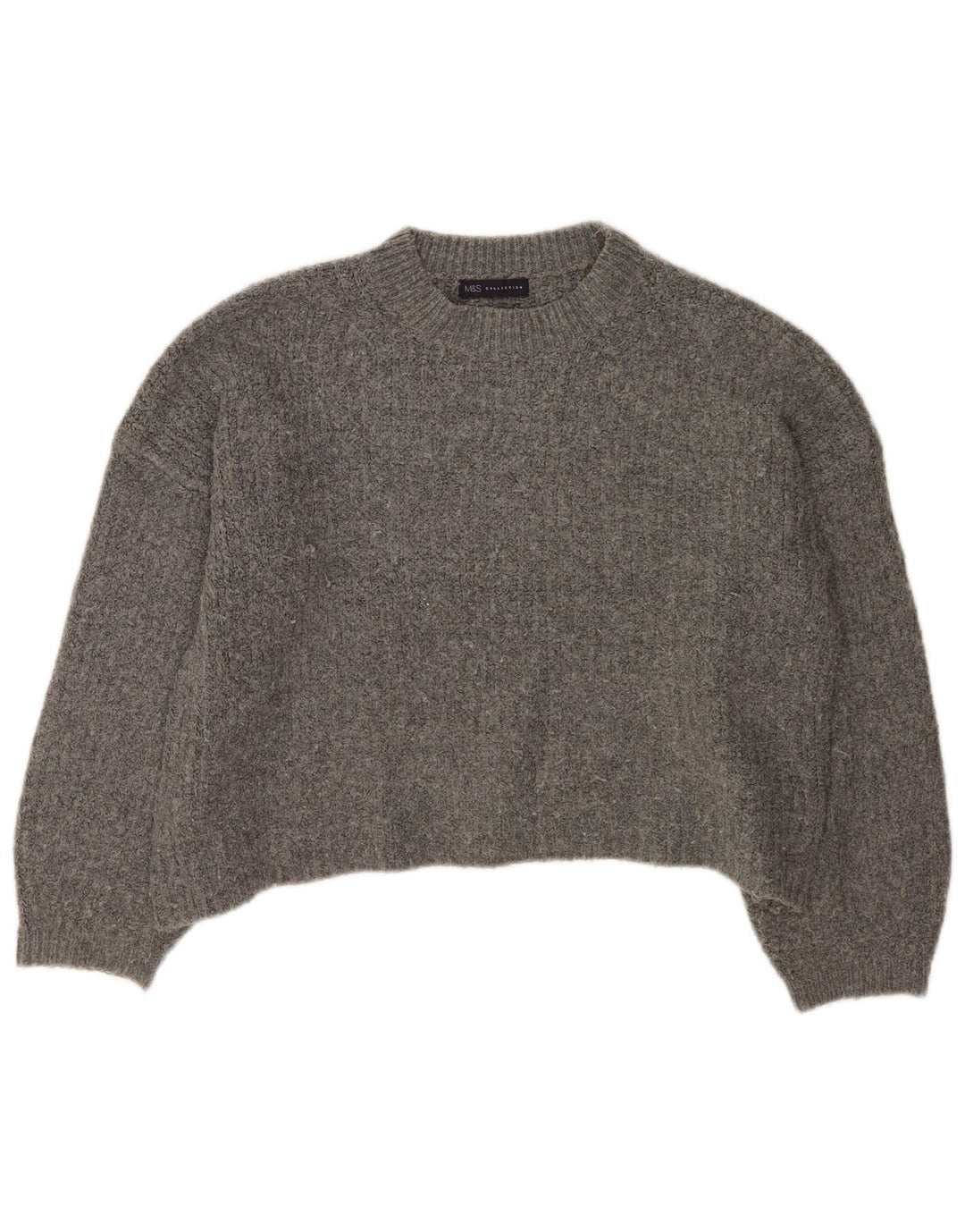 Marks & Spencer Damen-Pullover, übergroß, Rundhalsausschnitt, Gr. 40, Größe L, Grau