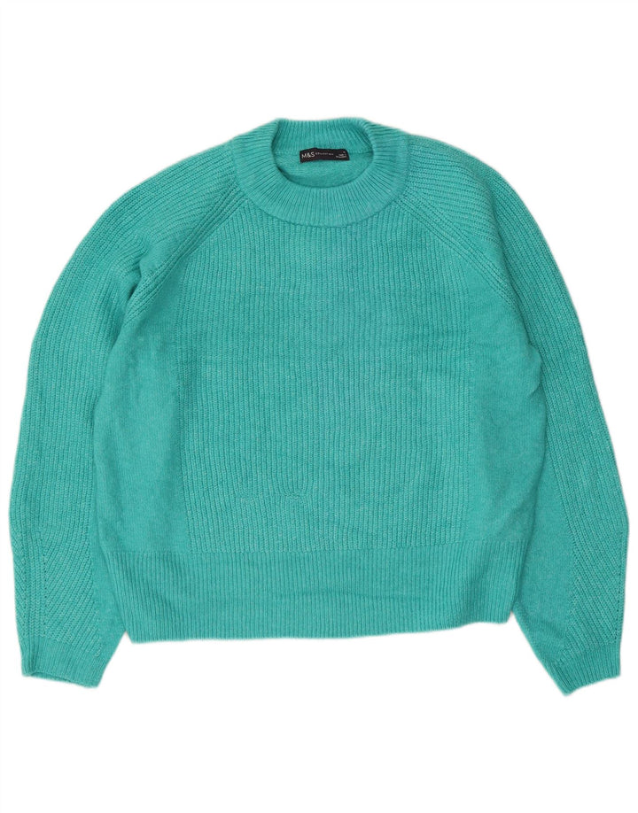 Marks & Spencer Damen-Pullover mit Rundhalsausschnitt, UK 14, Mittelblau, Acryl