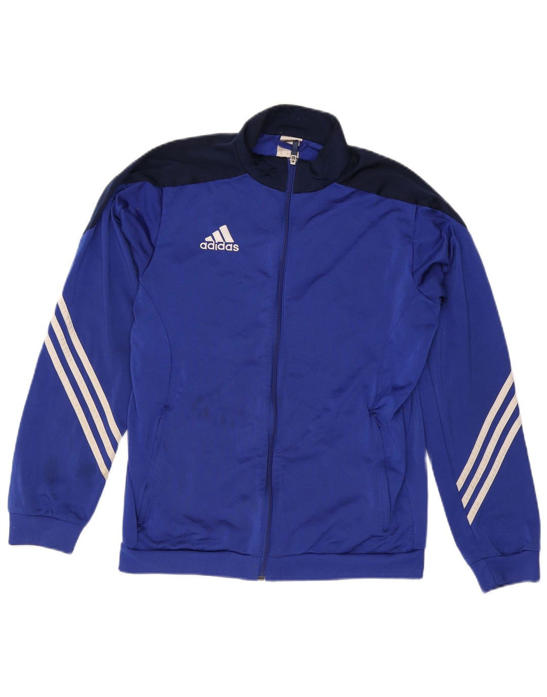 Adidas Herren-Trainingsanzug-Top-Jacke aus mittelblauem Colourblock-Polyester