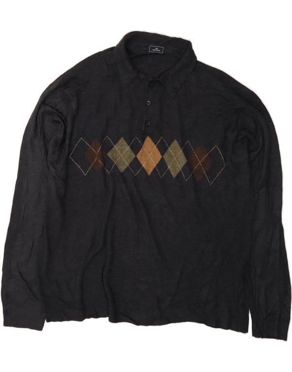 DOCKERS Herren-Pullover mit Rollkragen, 3XL, Marineblau, Argyle/Diamant