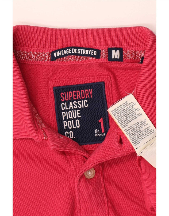 Superdry Herren Kurzarm-Poloshirt aus mittelrosa Baumwolle