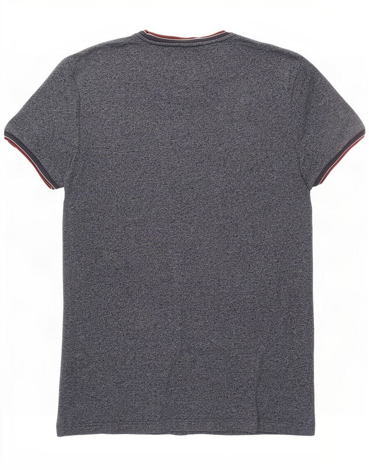 Jack Wills Herren-T-Shirt-Oberteil aus mittelblauer, melierter Baumwolle