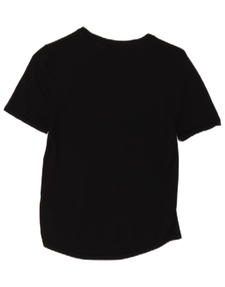 Zara Damen T-Shirt Top UK 12 Medium Schwarz Viskose
