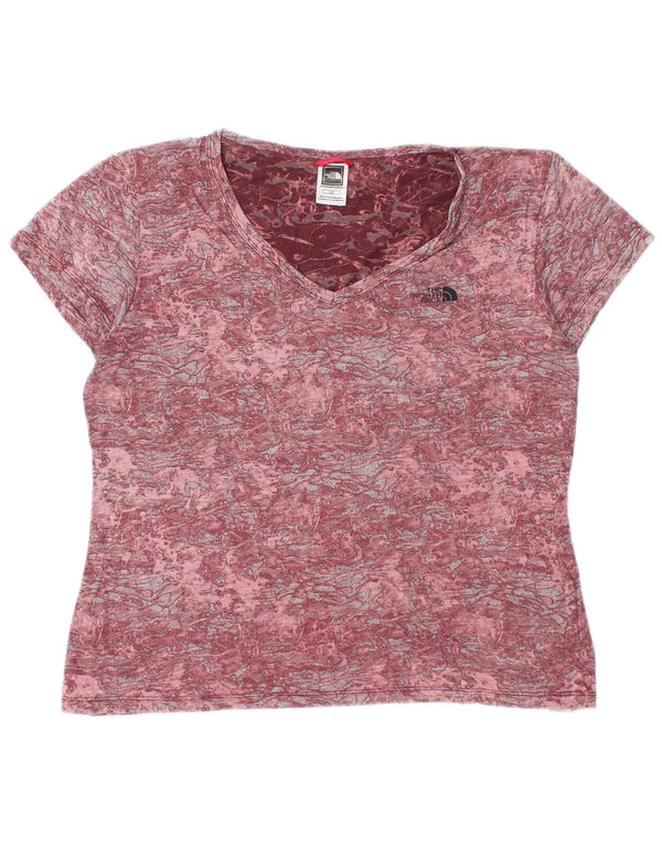 The North Face Damen-T-Shirt-Oberteil UK 16 Large Rosa Camouflage Baumwolle