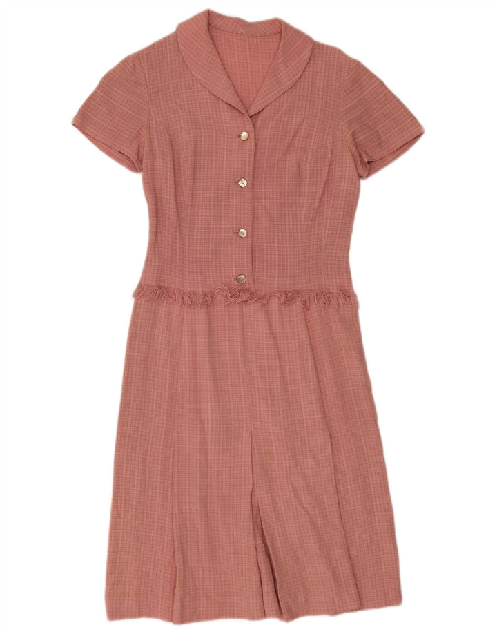 Vintage Damen A-Linie Kleid UK 8 Small Pink Check