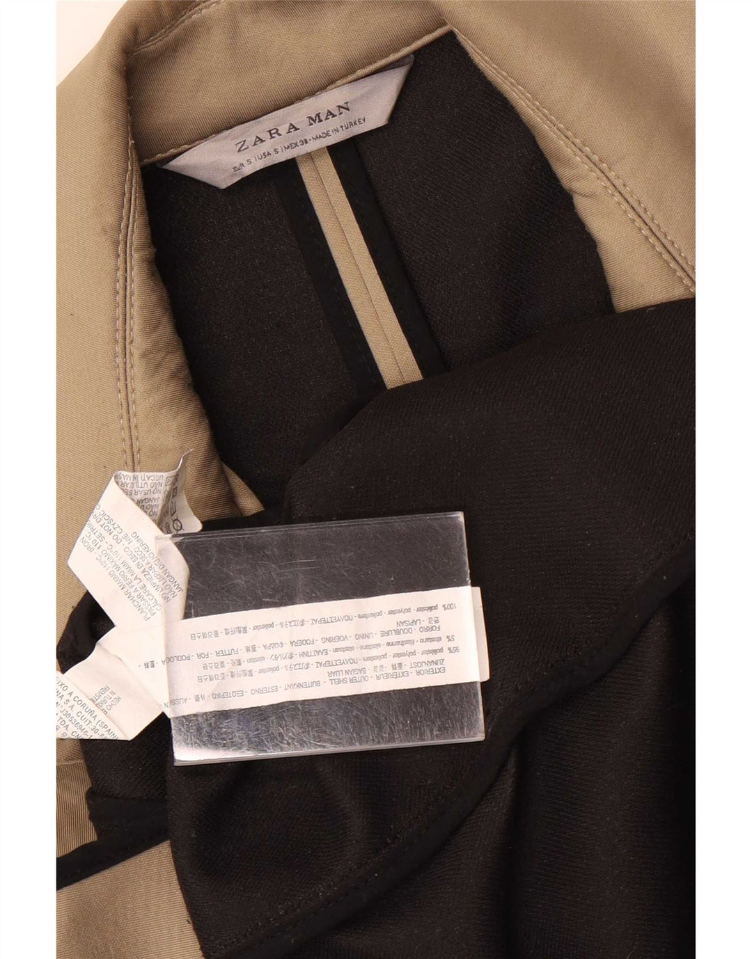 Zweireihiger Mantel für Herren von Zara, UK 36, Größe S, Beige, Polyester