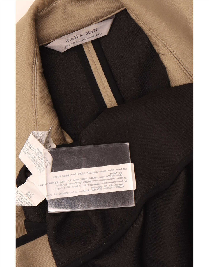 Zweireihiger Mantel für Herren von Zara, UK 36, Größe S, Beige, Polyester