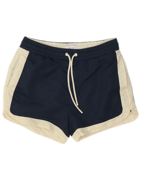 Reiss Damen-Sportshorts UK 4 XS Marineblaues Colourblock-Polyamid