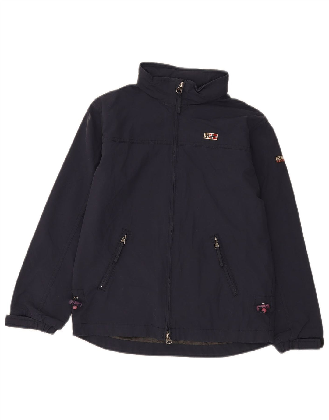 Napapijri Jungen-Regenjacke mit Kapuze, 9–10 Jahre, marineblaues Polyamid