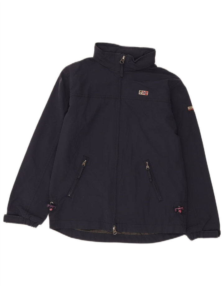 Napapijri Jungen-Regenjacke mit Kapuze, 9–10 Jahre, marineblaues Polyamid