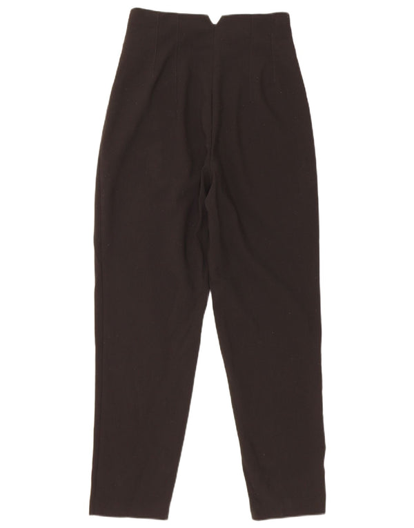 Zara Damen High Waist Tapered Freizeithose XS W24 L26 Schwarz Polyester