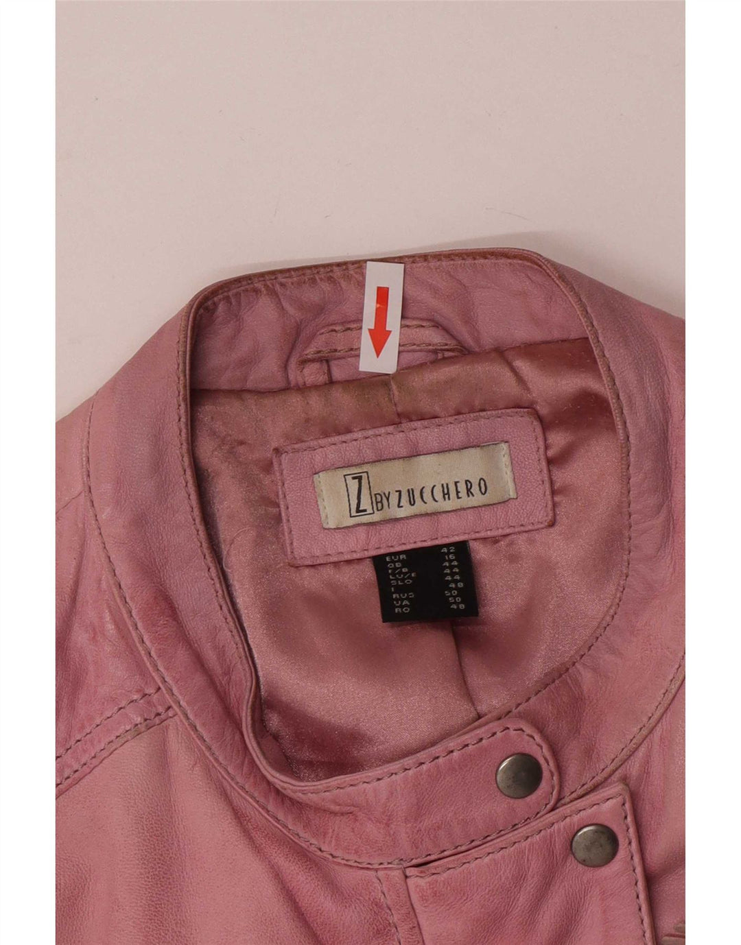 Zucchero Damen Biker-Lederjacke UK 16 Großes rosa Leder
