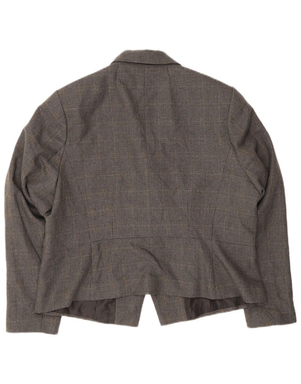 Marks & Spencer Damen-Blazer mit 1 Knopf, UK 18, XL, grau kariert, Polyester