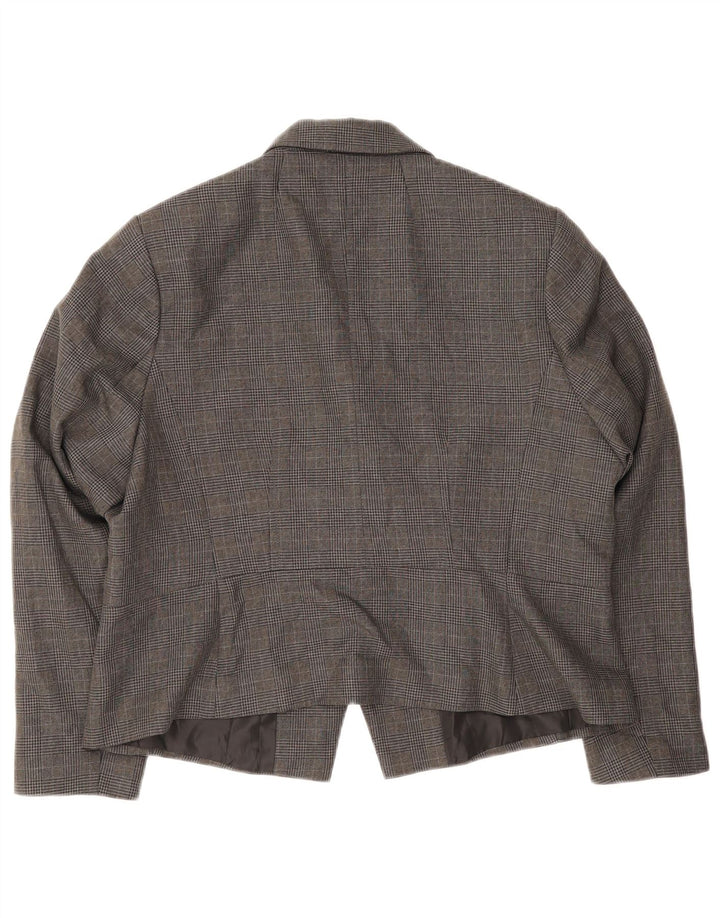 Marks & Spencer Damen-Blazer mit 1 Knopf, UK 18, XL, grau kariert, Polyester
