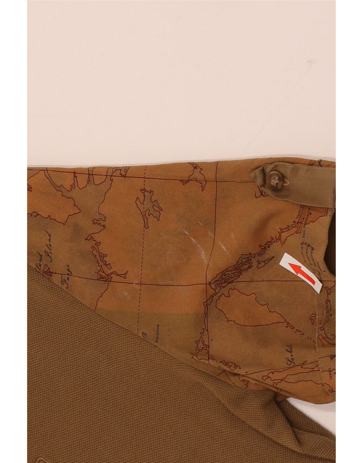 ALVIERO MARTINI Damen Poloshirt IT 42 Medium Khaki Check Baumwolle