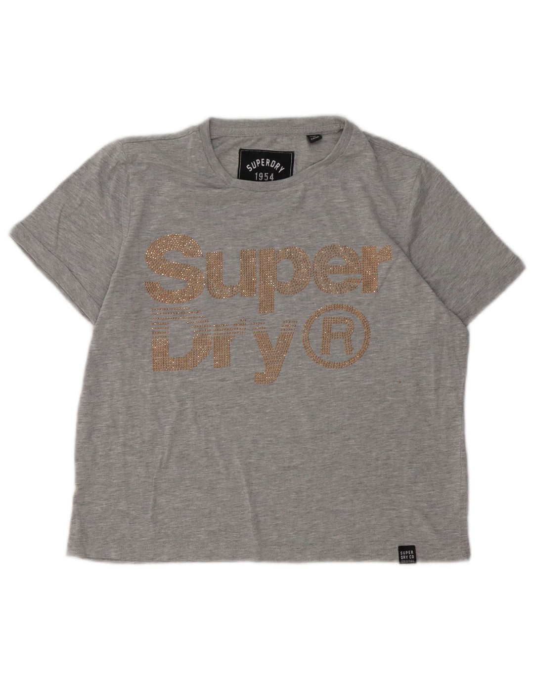 SUPERDRY Damen Heritage Graphic T-Shirt Top UK 6 XS Grau