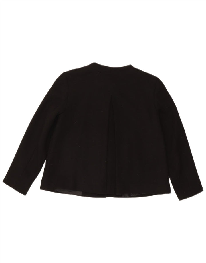 Zara Damen Crop 1 Button Blazer Jacke UK 6 XS Schwarz Acetat