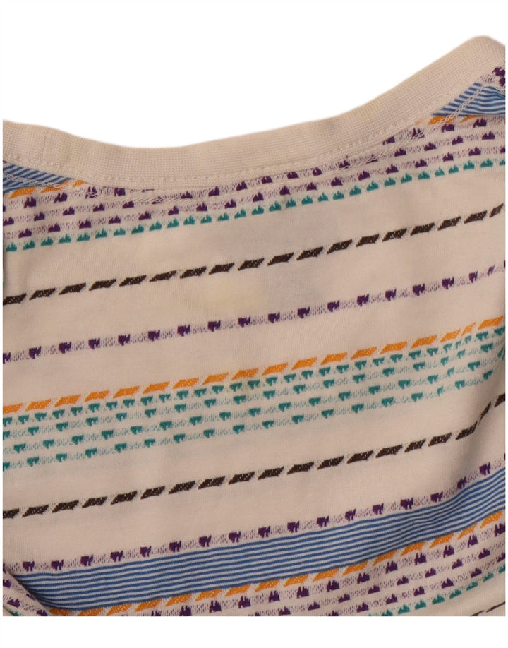 Patagonia Herren-T-Shirt-Oberteil aus mittelgroßer, cremefarbener, gestreifter Baumwolle