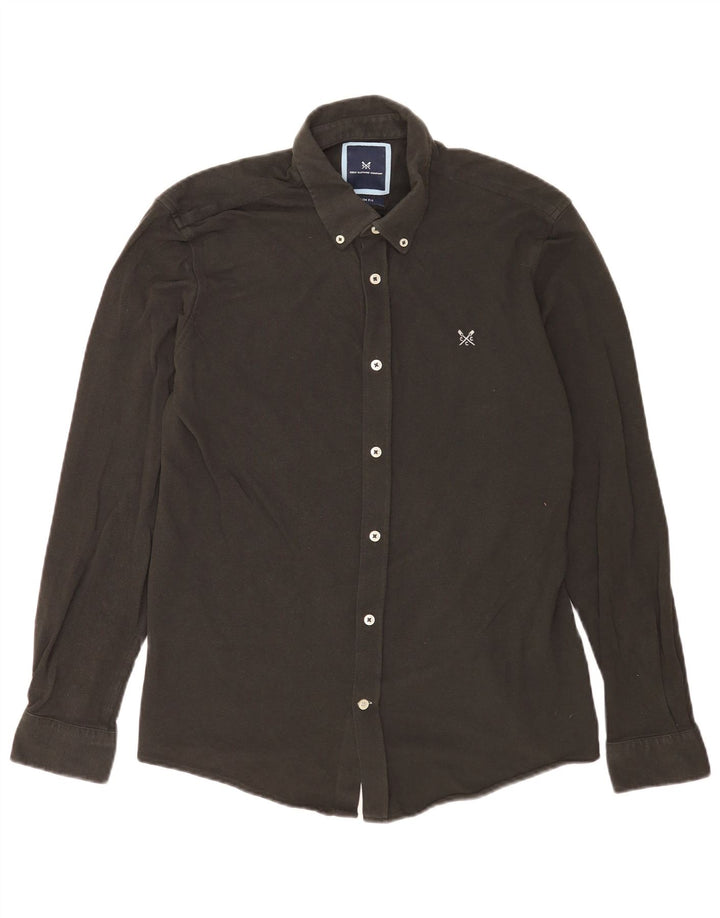 Crew Clothing Herren-Slim-Fit-Hemd, groß, aus schwarzer Baumwolle