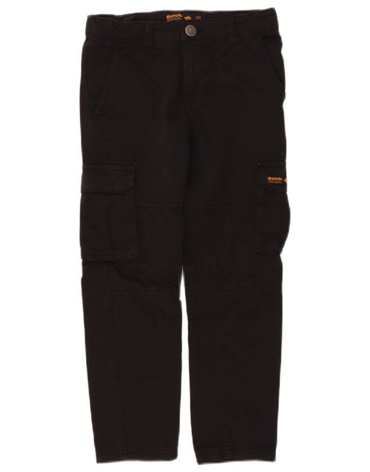BENCH Boys Straight Cargo Trousers 7-8 Years W25 L22 Black Cotton