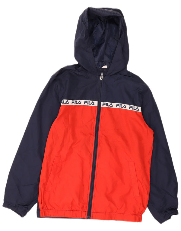 Fila Boys Graphic Tracksuit Top Jacket 11-12 Years Navy Blue Colourblock