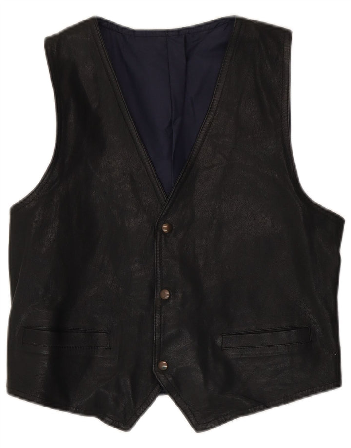 Vintage Herren Lederweste Mittelschwarzes Leder