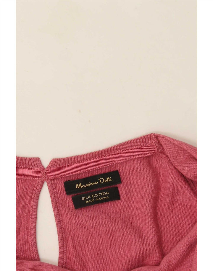 Massimo Dutti Damen Top Langarm UK 12 Mittelrosa Seide