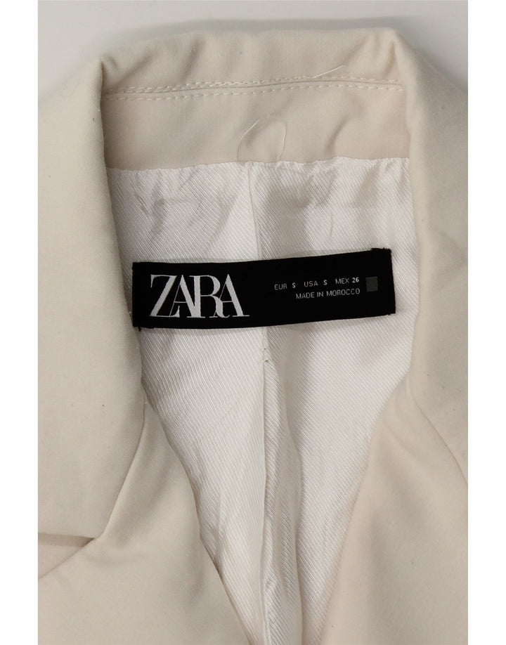 Zweireihiger Blazer für Damen von Zara, Gr. 10, Größe S, Weiß, Polyester