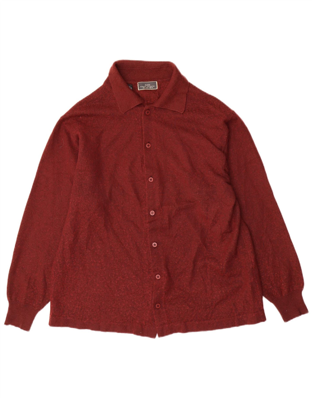 Zara Herren-Strickjacke, große kastanienbraune Wolle