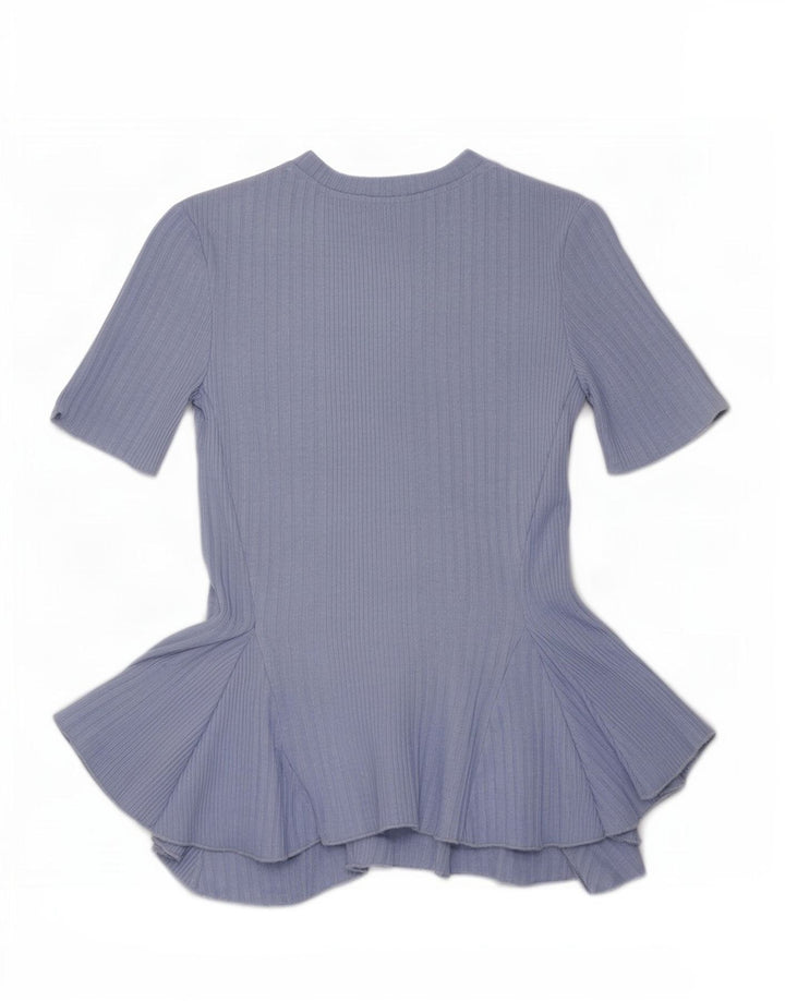 Zara Damen Crop Asymmetric Bluse Top UK 8 Small Blau