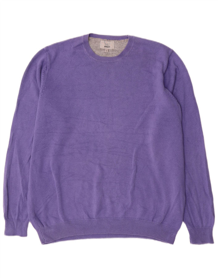 Marks & Spencer Herren-Pullover, reguläre Passform, Rundhalsausschnitt, Größe L, Lila