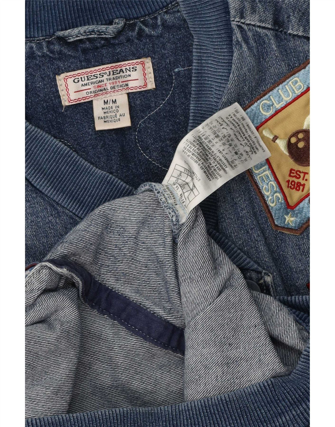 Guess Damen-Jeansjacke in Übergröße mit Grafik, UK 8, Größe S, Blau, Baumwolle