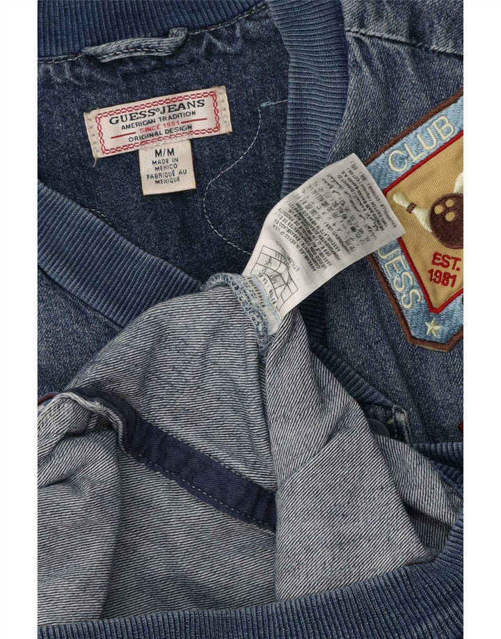 Guess Damen-Jeansjacke in Übergröße mit Grafik, UK 8, Größe S, Blau, Baumwolle