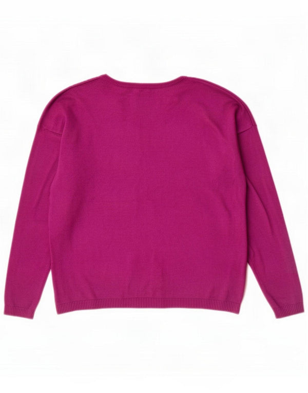 Benetton Mädchen-Pullover mit grafischem Rundhalsausschnitt, 10–11 Jahre, XL, Lila