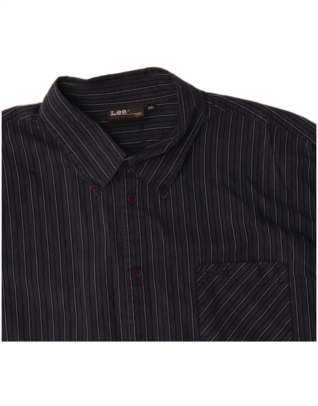 Lee Herrenhemd 2XL Marineblau gestreift aus Baumwolle