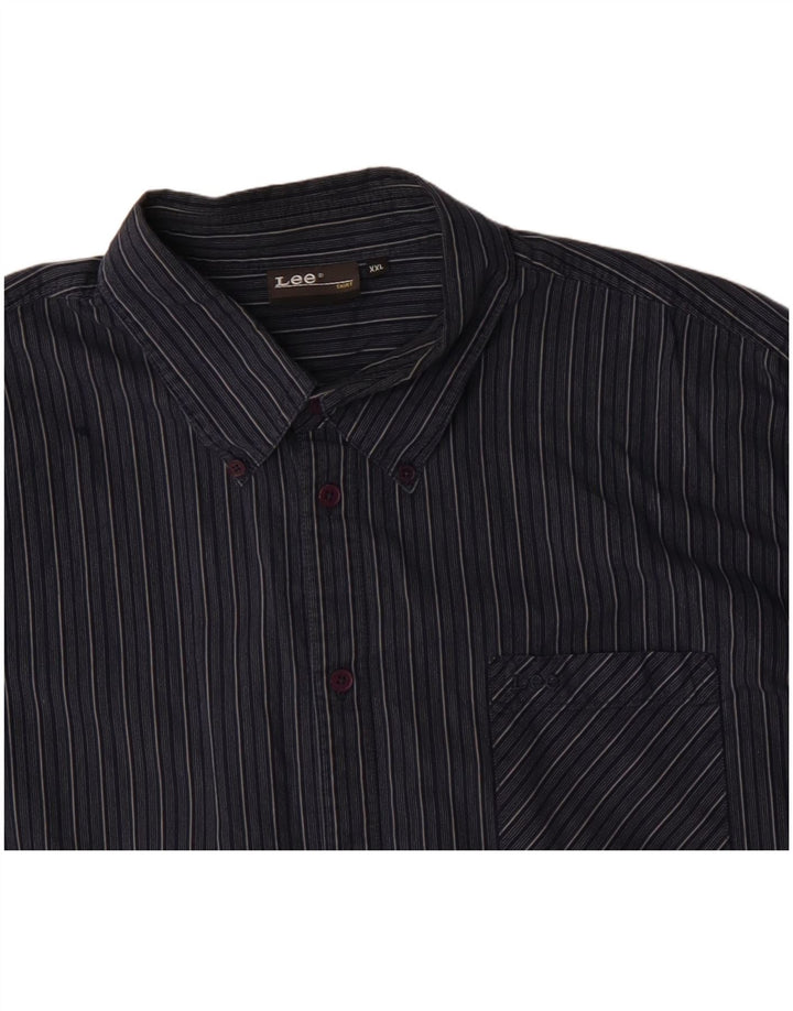 Lee Herrenhemd 2XL Marineblau gestreift aus Baumwolle