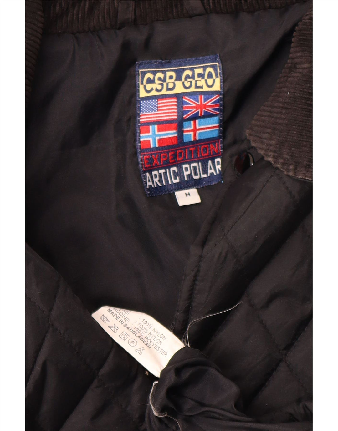 Vintage Herren Steppjacke UK 38 Mittelschwarzes Nylon