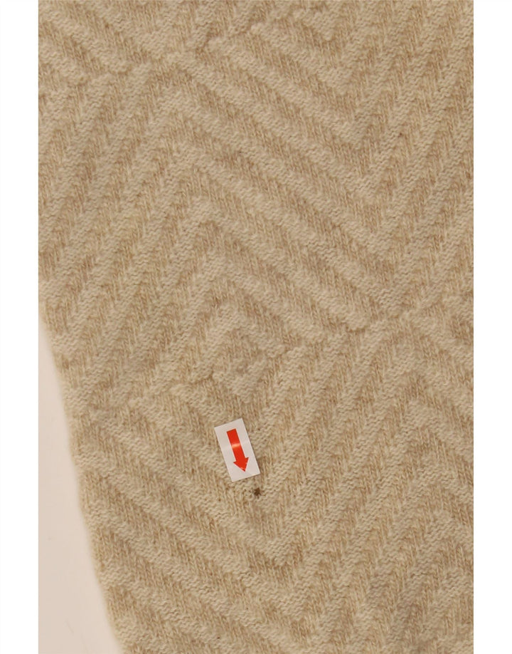 Lyle & Scott Herren-Pullover mit V-Ausschnitt, XL, beige, geometrische Wolle