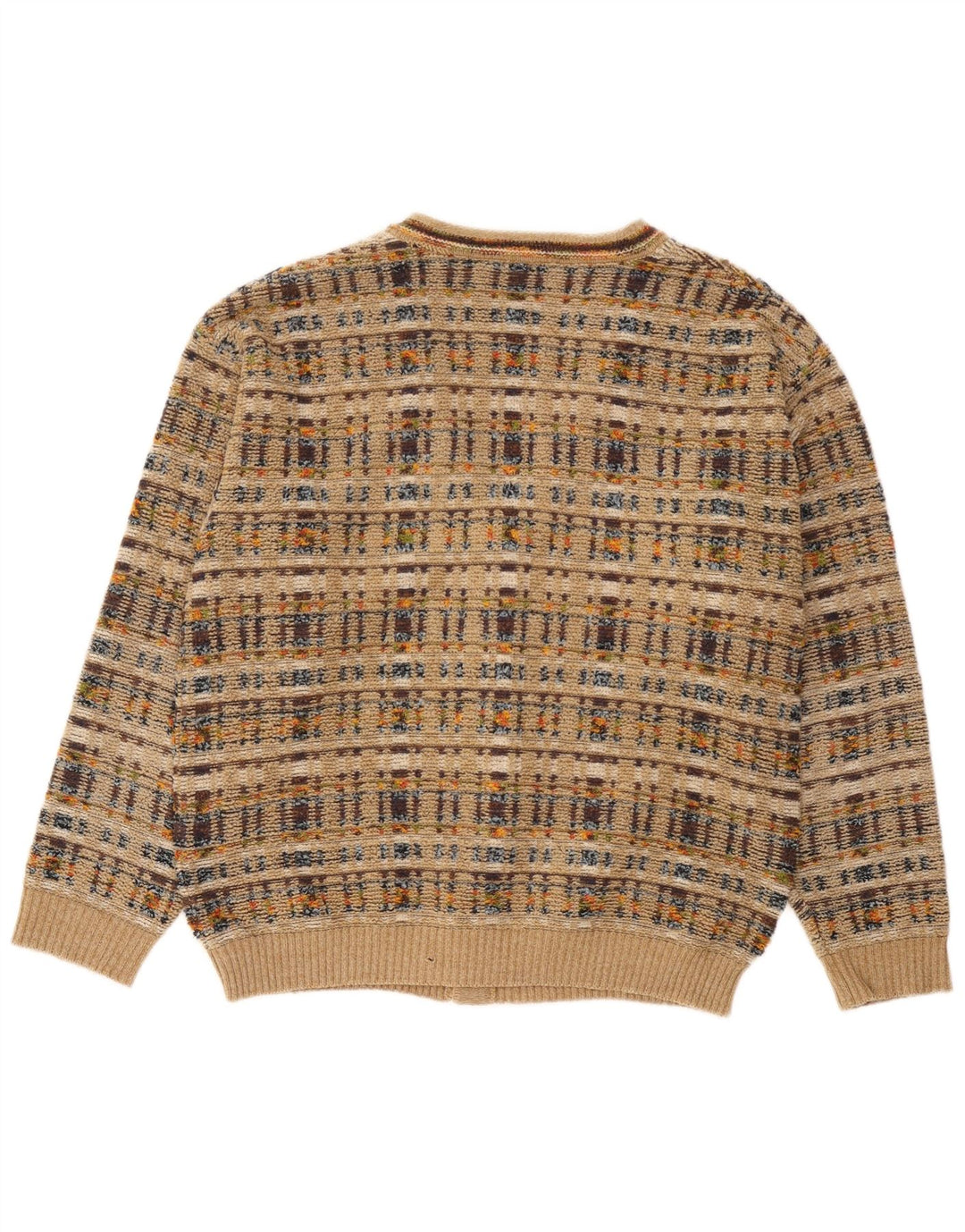Vintage Herren Cardigan Pullover Groß Beige Kariert