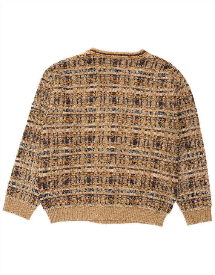 Vintage Herren Cardigan Pullover Groß Beige Kariert