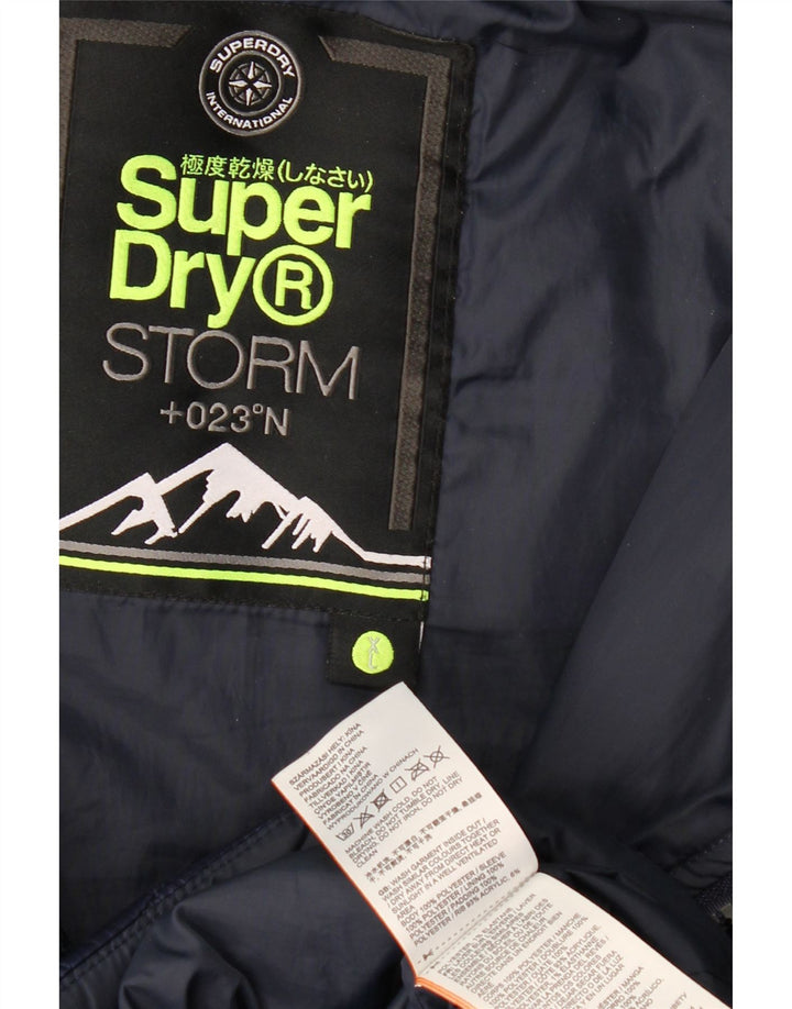 SUPERDRY Wattierte Herrenjacke mit grafischer Kapuze, UK 42 XL, Marineblau meliert