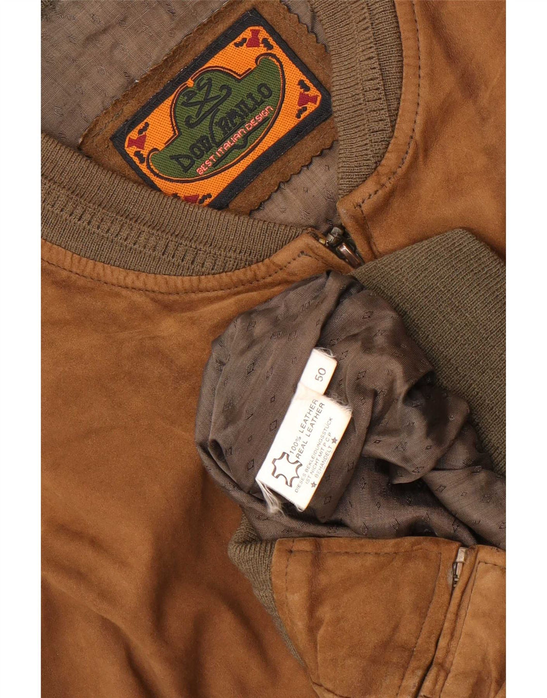 Don Camillo Herren-Bomberjacke aus Wildleder, IT 50, großes braunes Leder