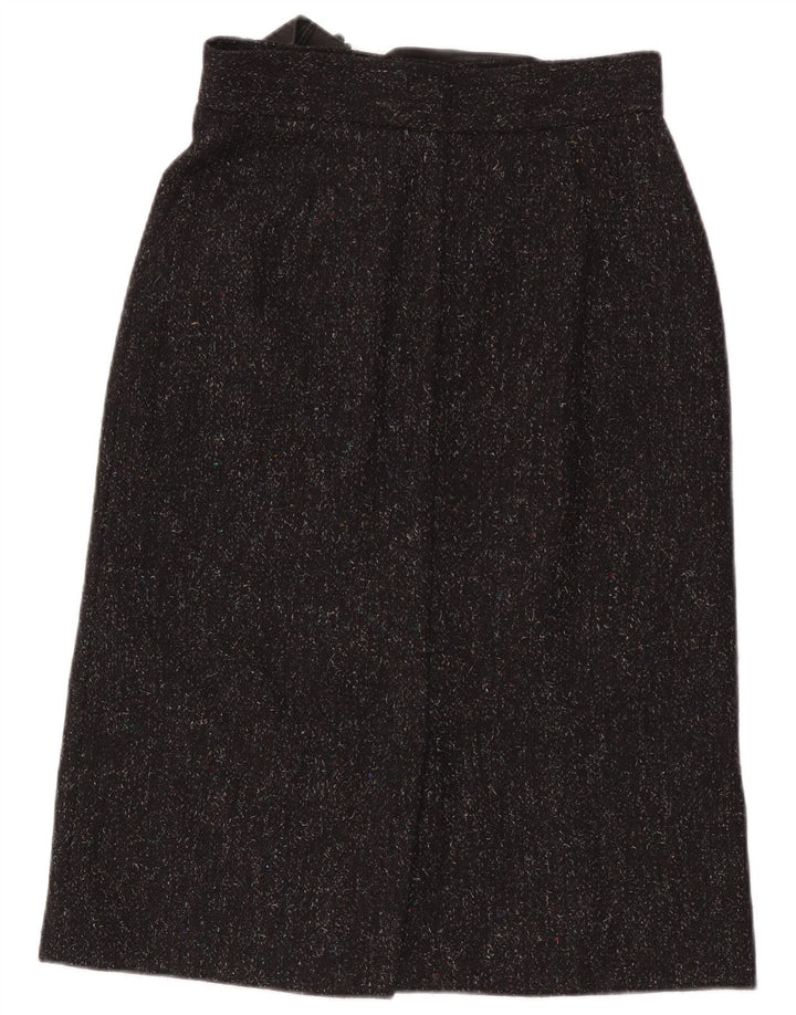 Next Damen Midirock UK 14 Medium W32 Schwarz gefleckte Merinowolle