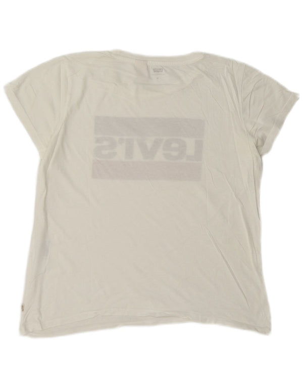 Levi's Damen Grafik-T-Shirt-Oberteil UK 14 Mittelweiß