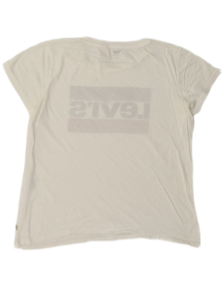 Levi's Damen Grafik-T-Shirt-Oberteil UK 14 Mittelweiß