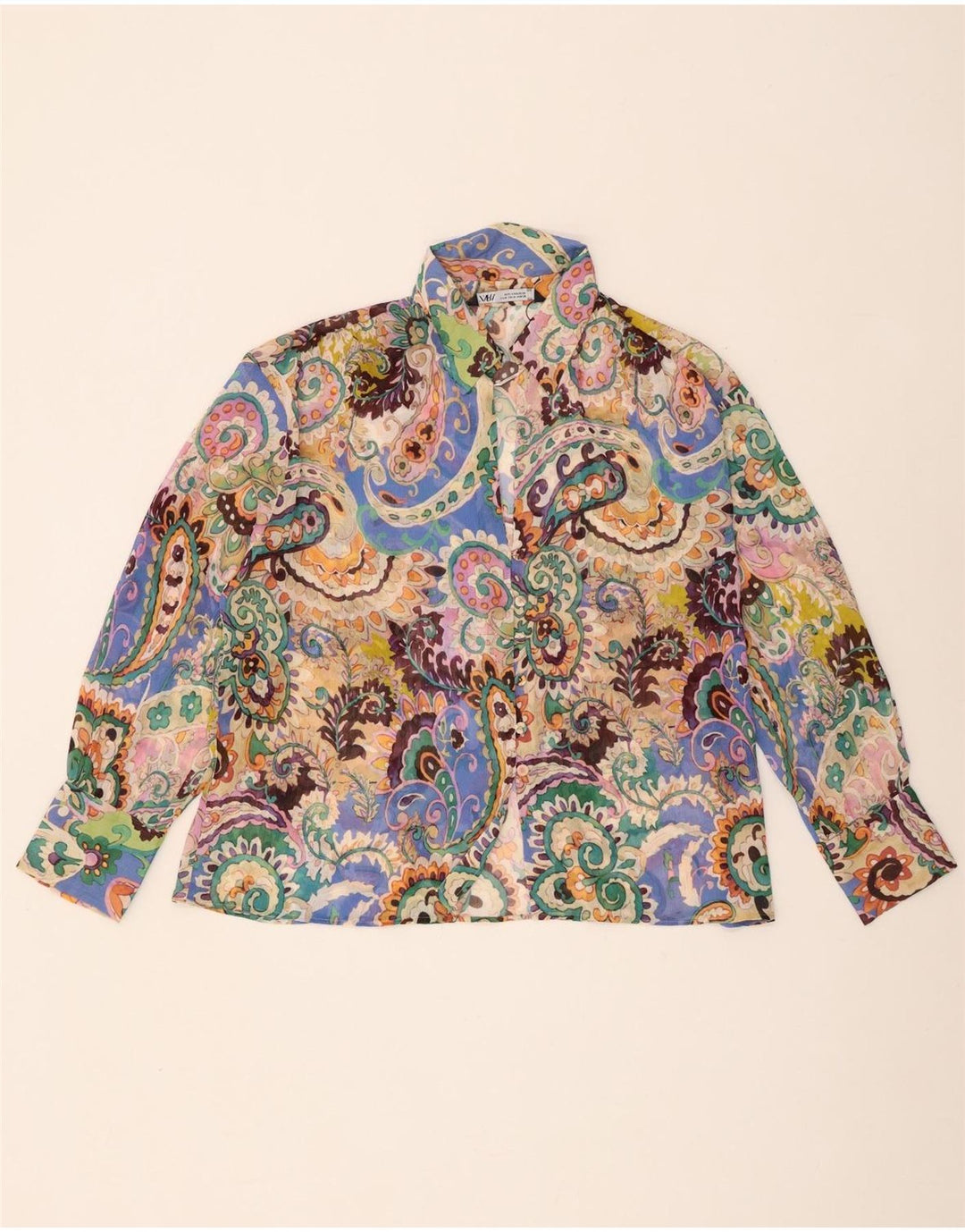 Zara Womens Oversized Shirt Blouse UK 14 Medium Multicoloured Paisley