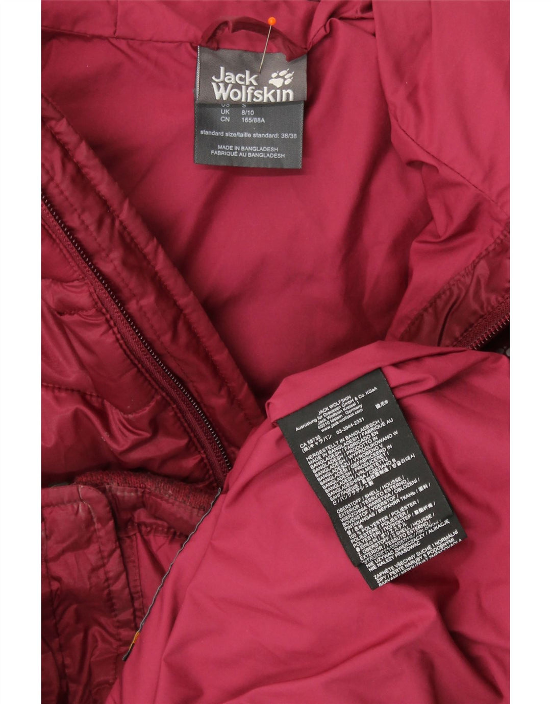 JACK WOLFSKIN Damen Wattierte Jacke UK 8/10 Small Burgundy Colourblock