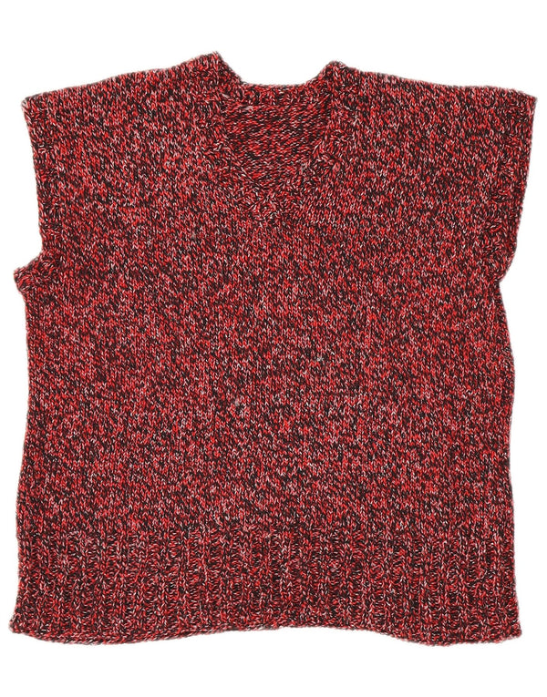 Vintage Damen Weste Tank Top UK 18 XL Rot meliert