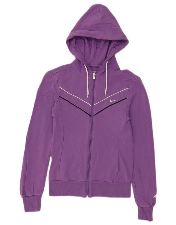 Nike Damen Zip Hoodie Pullover UK 4/6 XS Lila Baumwolle
